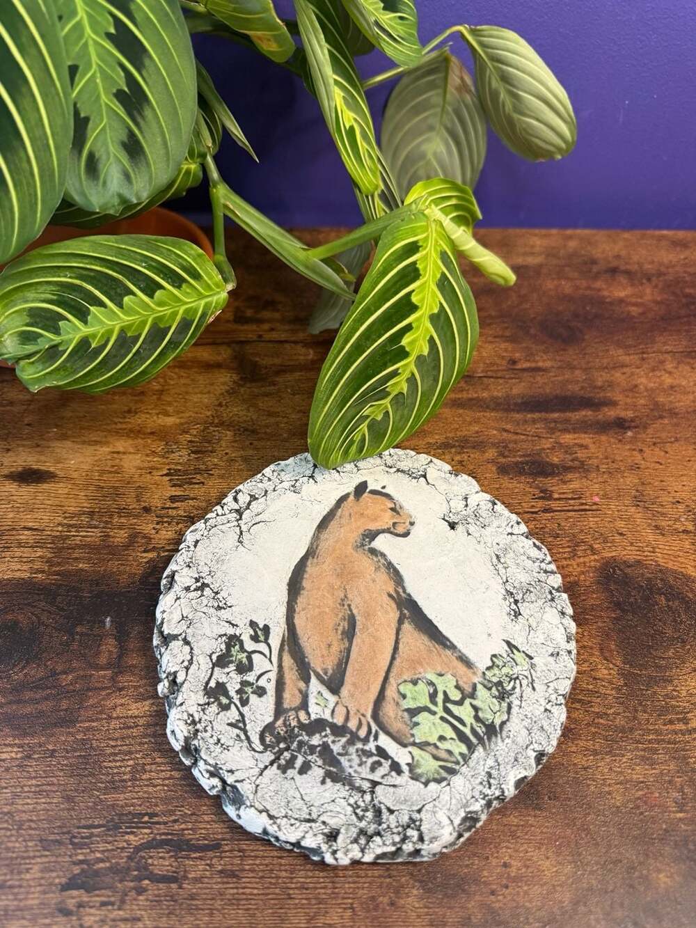 Stan Langtwait Shapes of Clay Mt. St Helens Ash Mountain Lion Cougar Wall Plaque